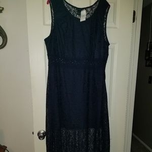 Floor length lace overlay dress